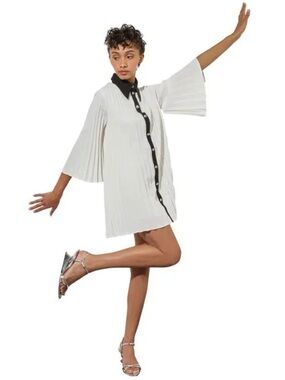 Ming Wang Accordion Pleated Mini Shirtdress or Tunic